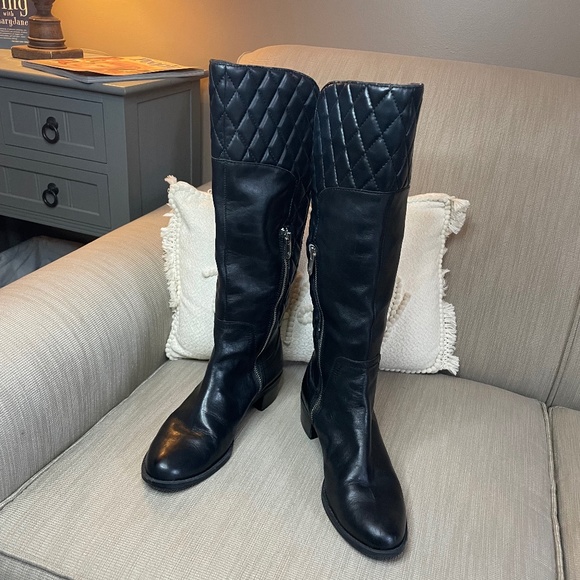 Adrienne Vittadini Shoes - ADRIENNE VITTADINI Women's Quilted Leather Stretch-back Riding Boot - Sz 7.5